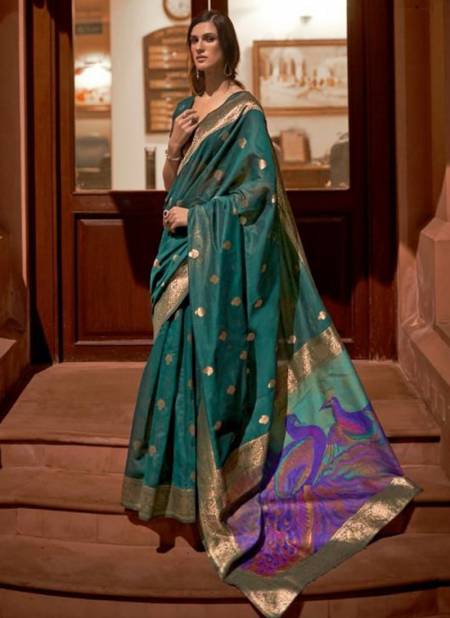 Teal Green Colour RAJTEX KSWARA SILK New Designer Wedding Wear Heavy Weaving Silk Latest Saree Collection 234006